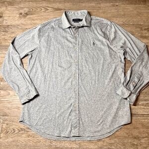 Polo Ralph Lauren Knit Dress Shirt Mens XL Gray Long Sleeve Button Down